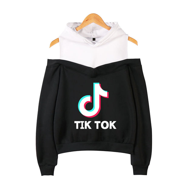 Girls TikTok Printed Off-shoulder Hoodie - mihoodie