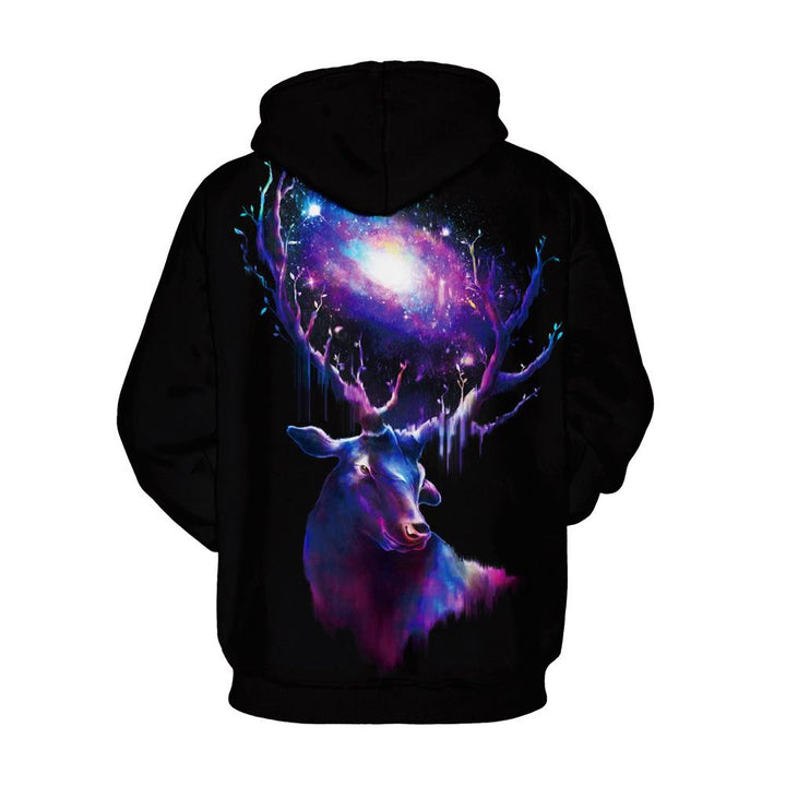 Purple Galaxy Reindeer Christmas Hooded Sweatshirt Unisex Hoodie - mihoodie