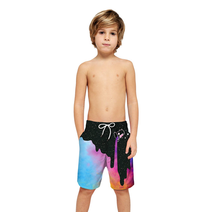 Kids Milk Bucket Galaxy 3D Beach Shorts - mihoodie