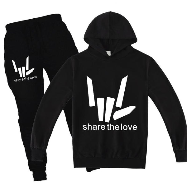 Kids share the love shirt and pants 2pcs - mihoodie