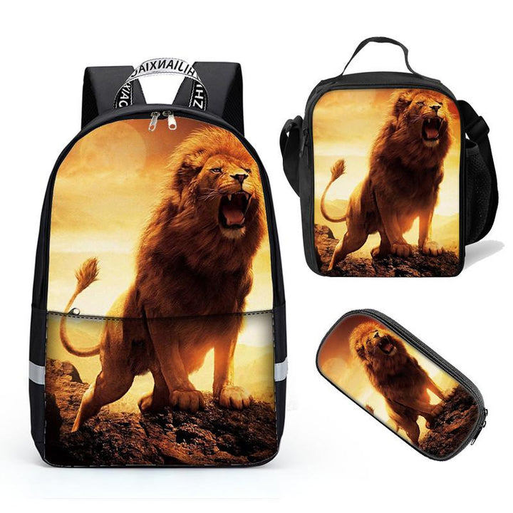 Hugs Idea Unique 3D Lion Pattern Childern's School Backpack - mihoodie