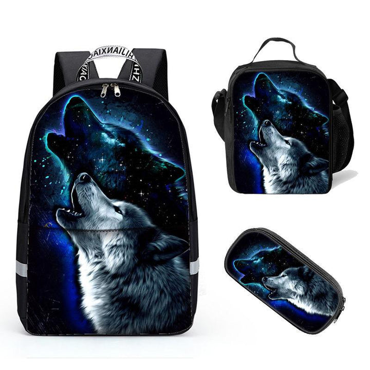 Vivid 3D Design Eye-catching Pattern: Wolf Printed Day Pack , Backpack for Women School Boys and Girls Bag Student - mihoodie