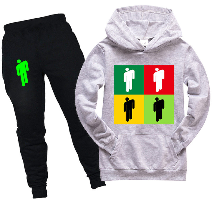 Kids Billie Eilish Hooded Shirt and pants 2pcs - mihoodie