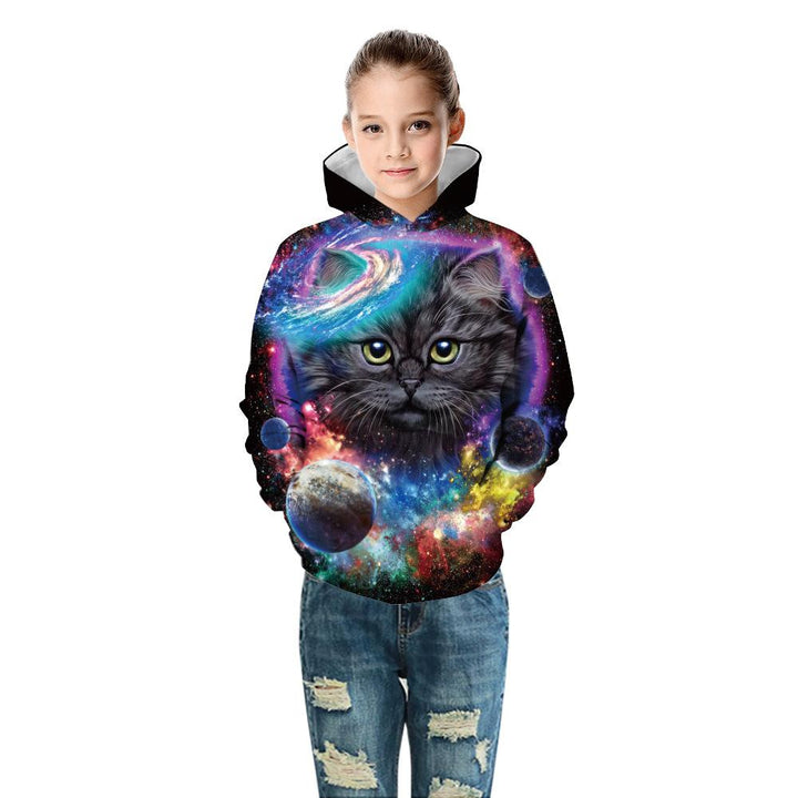 Kids Cute Starry Kitty Hoodie - mihoodie