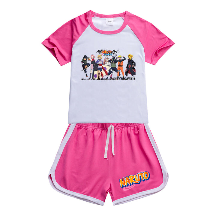 Kids Naruto Shippuden Sportswear Outfits T-Shirt Shorts Sets - mihoodie