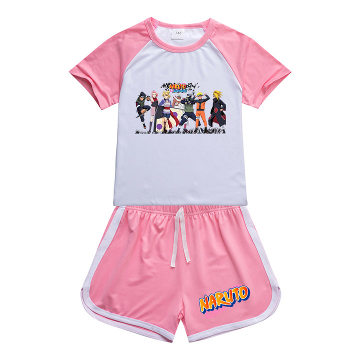 Kids Naruto Shippuden Sportswear Outfits T-Shirt Shorts Sets - mihoodie