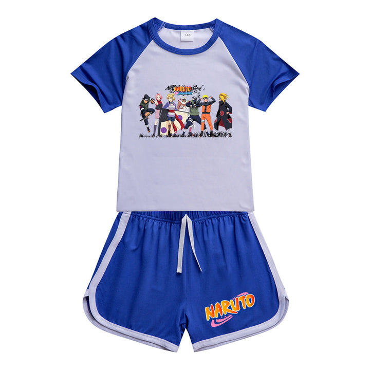 Kids Naruto Shippuden Sportswear Outfits T-Shirt Shorts Sets - mihoodie