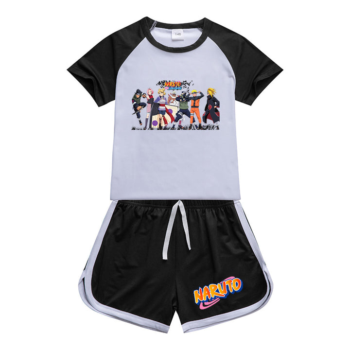 Kids Naruto Shippuden Sportswear Outfits T-Shirt Shorts Sets - mihoodie