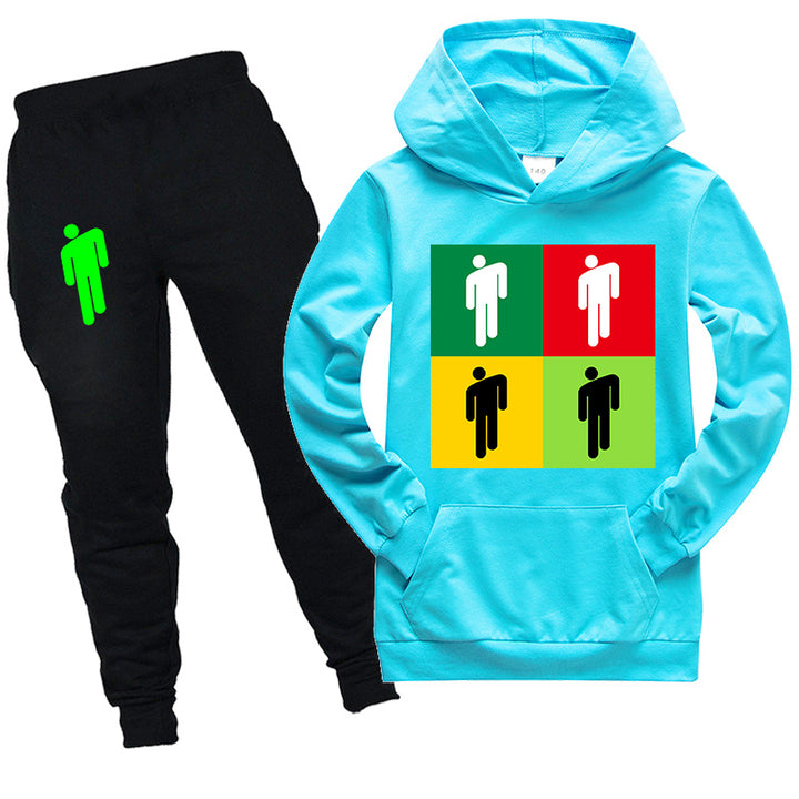 Kids Billie Eilish Hooded Shirt and pants 2pcs - mihoodie