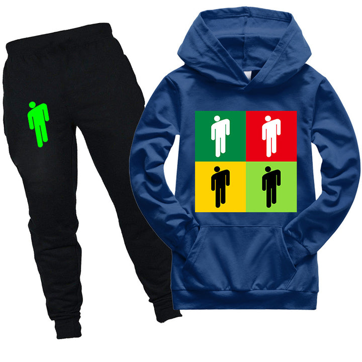 Kids Billie Eilish Hooded Shirt and pants 2pcs - mihoodie