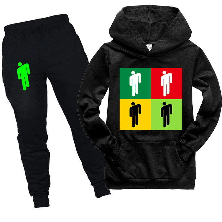 Kids Billie Eilish Hooded Shirt and pants 2pcs - mihoodie