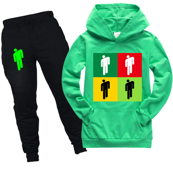 Kids Billie Eilish Hooded Shirt and pants 2pcs - mihoodie