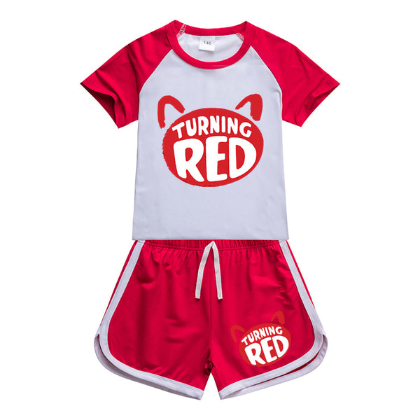 Kids Turning Red Sportswear Outfits T-Shirt Shorts Sets - mihoodie