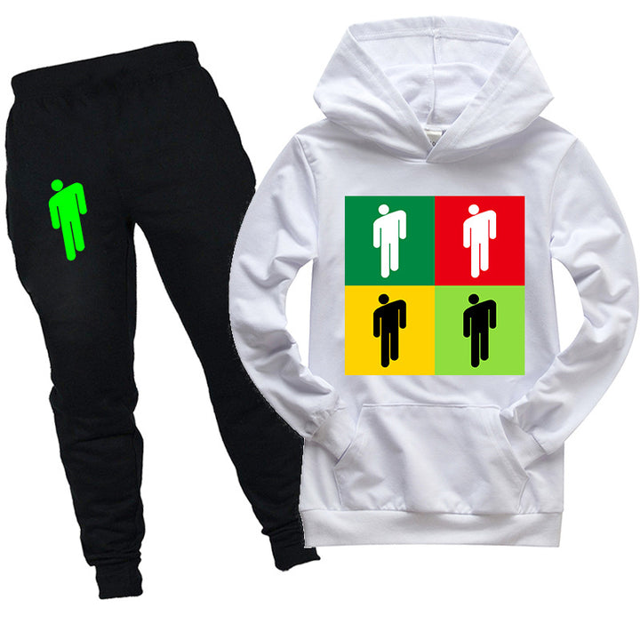 Kids Billie Eilish Hooded Shirt and pants 2pcs - mihoodie