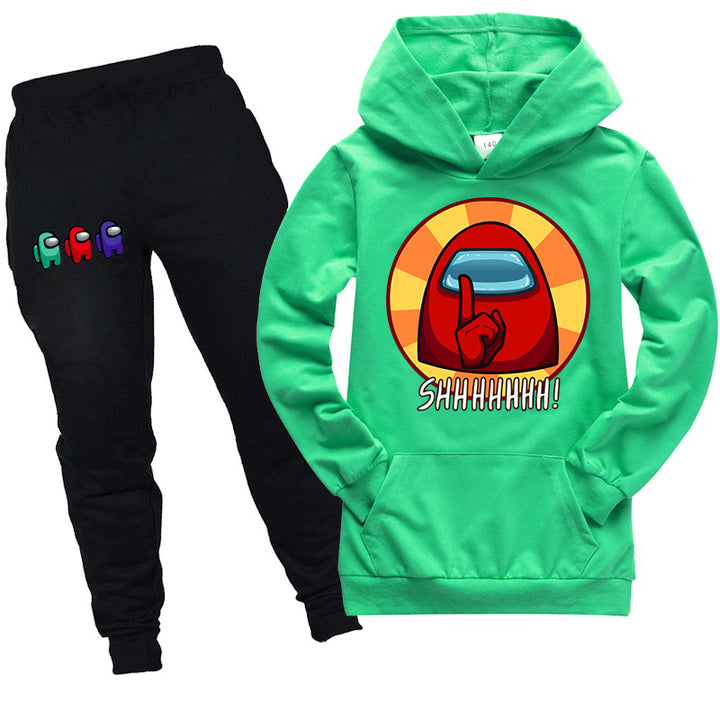 Kids among us SHHHHHHH hooded shirt and pants 2pcs - mihoodie