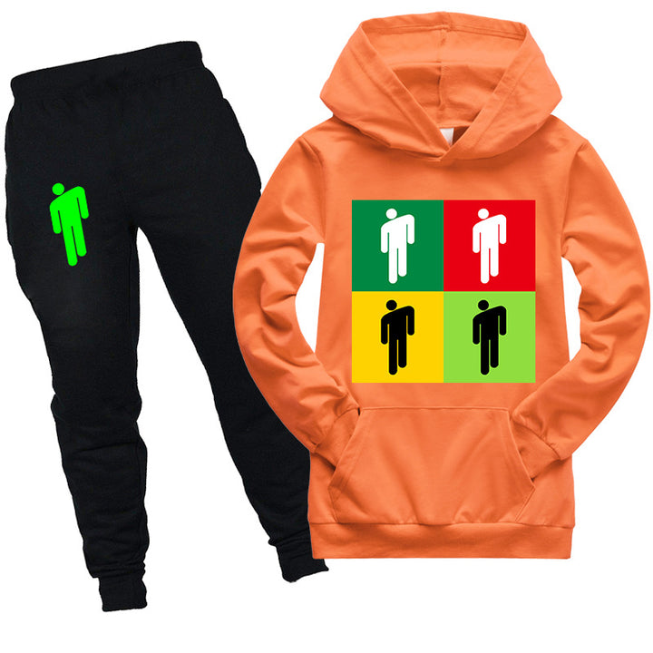 Kids Billie Eilish Hooded Shirt and pants 2pcs - mihoodie