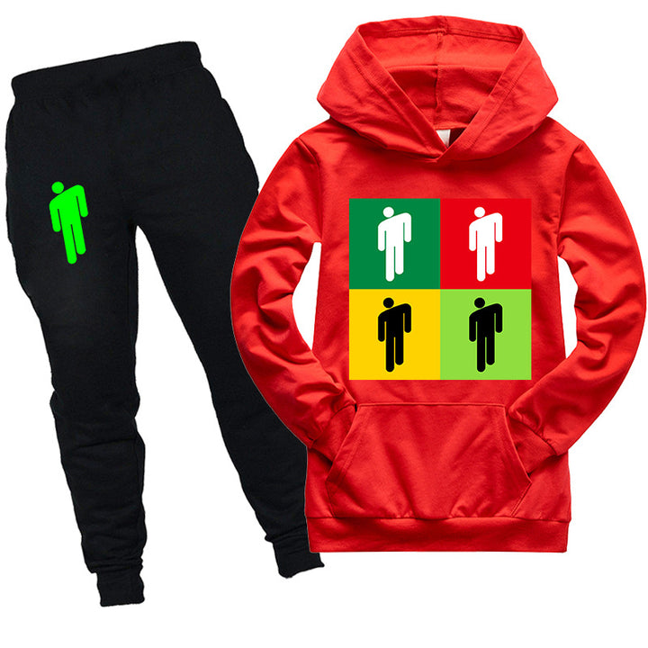 Kids Billie Eilish Hooded Shirt and pants 2pcs - mihoodie