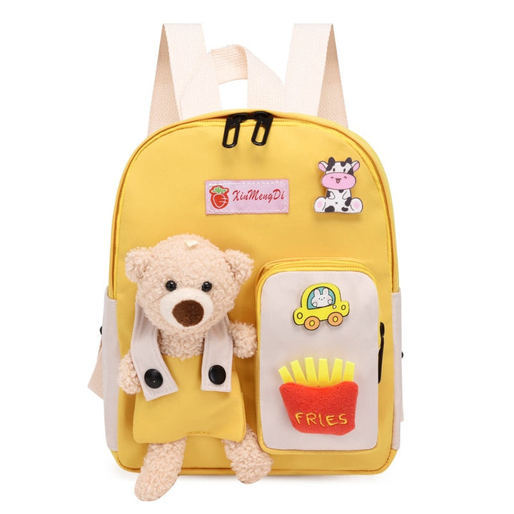 Trendy Cartoon Bear Canvas School Bags For Gilr Cute Kids Kindergarten SchoolBags Children Backpacks Girls Boy Book Bags Back Pack - mihoodie