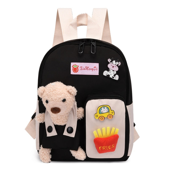 Trendy Cartoon Bear Canvas School Bags For Gilr Cute Kids Kindergarten SchoolBags Children Backpacks Girls Boy Book Bags Back Pack - mihoodie