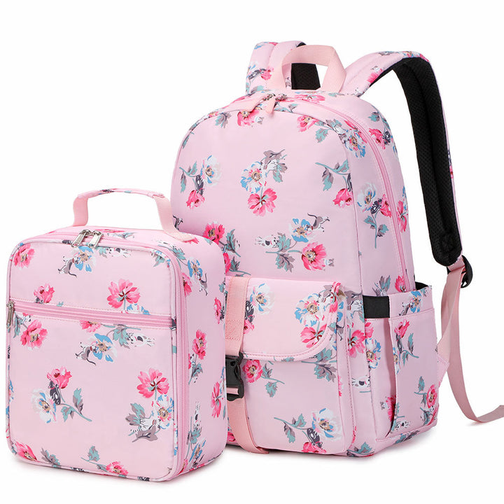 Cute Floral Bookbag for Teen Girls Lightweight Lunch Box Pencil Case - mihoodie