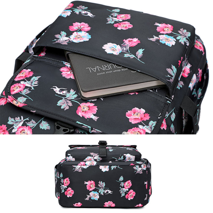 Cute Floral Bookbag for Teen Girls Lightweight Lunch Box Pencil Case - mihoodie