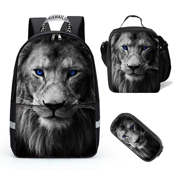 Hugs Idea Unique 3D Lion Pattern Childern's School Backpack - mihoodie