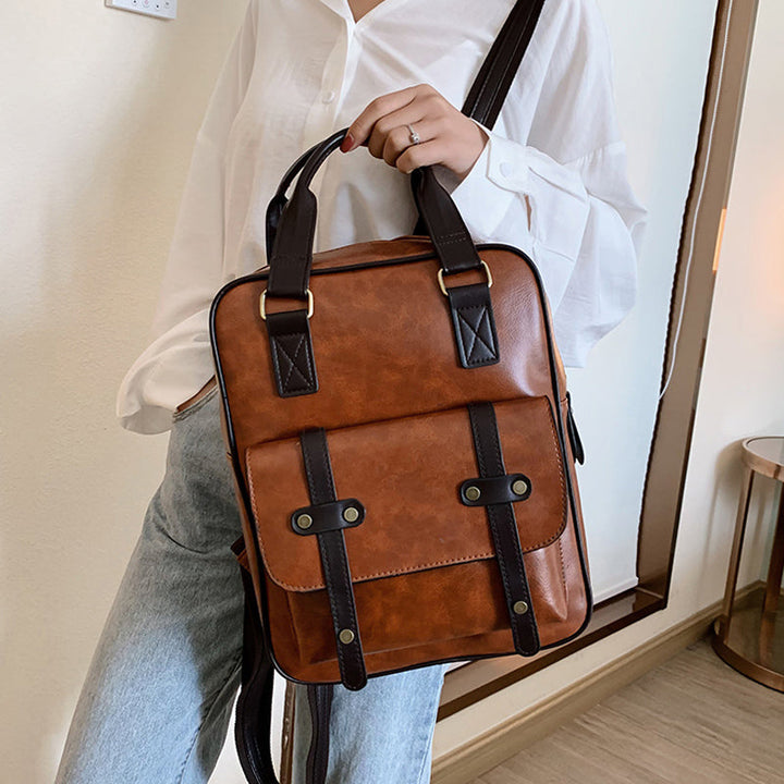 Jsvery 2022 New Mochila Feminina Anti Theft School Bags Waterproof Travel Vintage Laptop Brown Leather Backpack Women Korean Designer - mihoodie