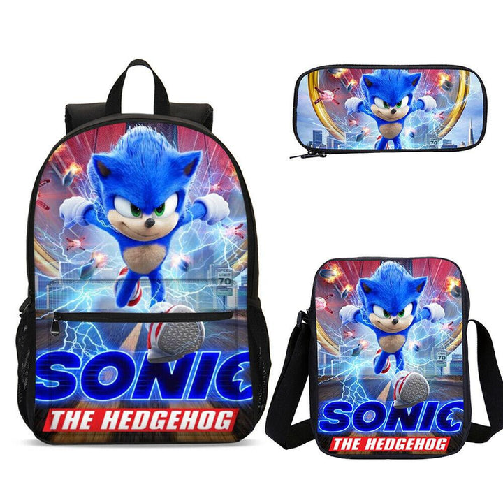 Sonic the Hedgehog 3D Printed School Backpack for Kids Girls Boys College Bags 4PCS - mihoodie