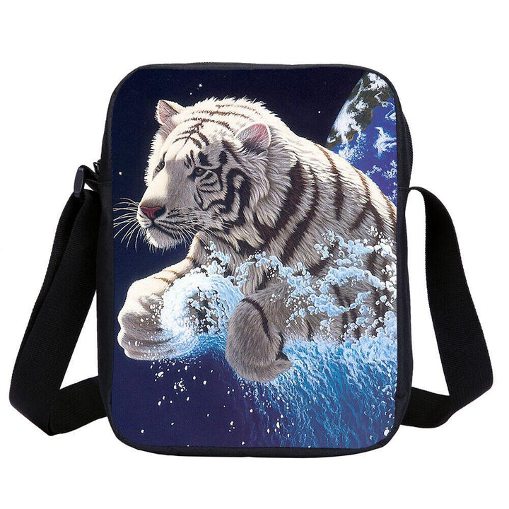 4PCS Cool White Tiger Swim Kids School Backpack Lunch Bag Shoulder Bag Pen Case - mihoodie